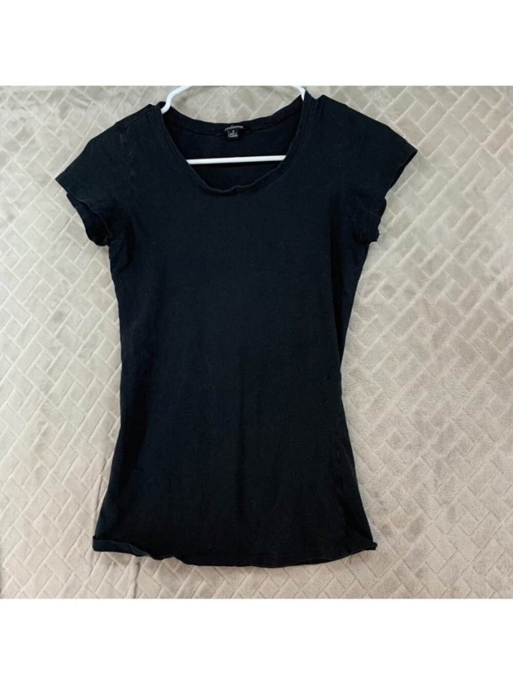 Ambiance T-Shirt Womens S Black Fitted Short Sleeve Stretch Goth Grunge Classic
